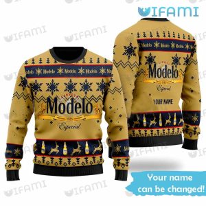 Modelo Christmas Sweater Custom Name Gift For Beer Lovers