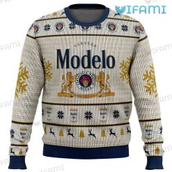 Modelo Christmas Sweater Logo Snowflakes Beer Lovers Gift