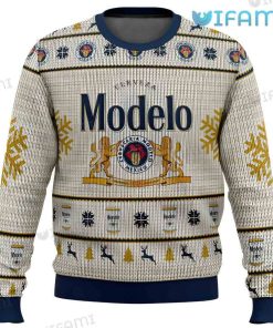 Modelo Christmas Sweater Logo Snowflakes Beer Lovers Gift