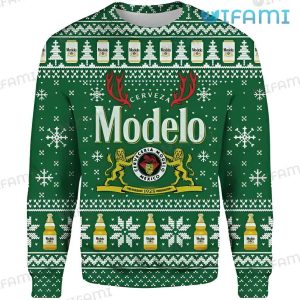 Modelo Christmas Sweater Snowflakes Beer Lovers Gift