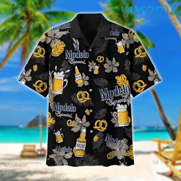 Modelo Hawaiian Shirt Tropical Leaves Glass Gift For Beer Lovers