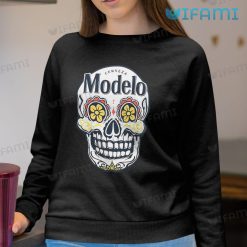 Modelo T Shirt Floral Skull Beer Lovers Sweatshirt