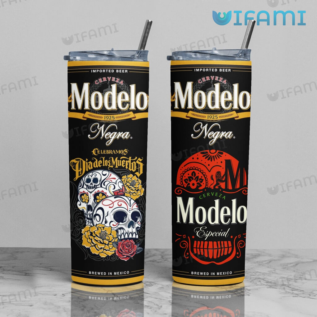 Great Modelo Negra Dia De Los Muertos Skull Tumbler Beer Lovers Gift