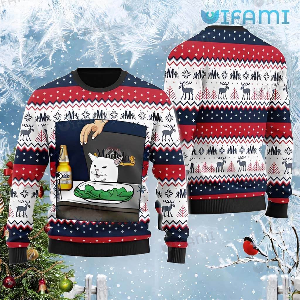 Modelo Ugly Christmas Sweater Cat Meme Beer Lovers Gift