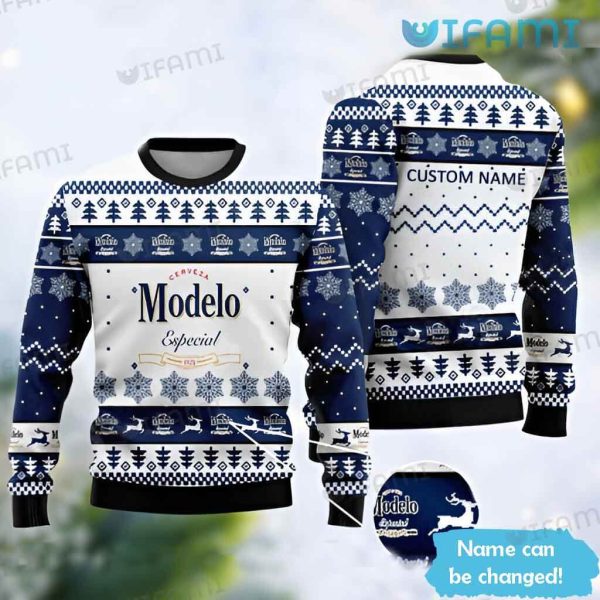 Modelo Ugly Christmas Sweater Personalized Beer Lovers Gift