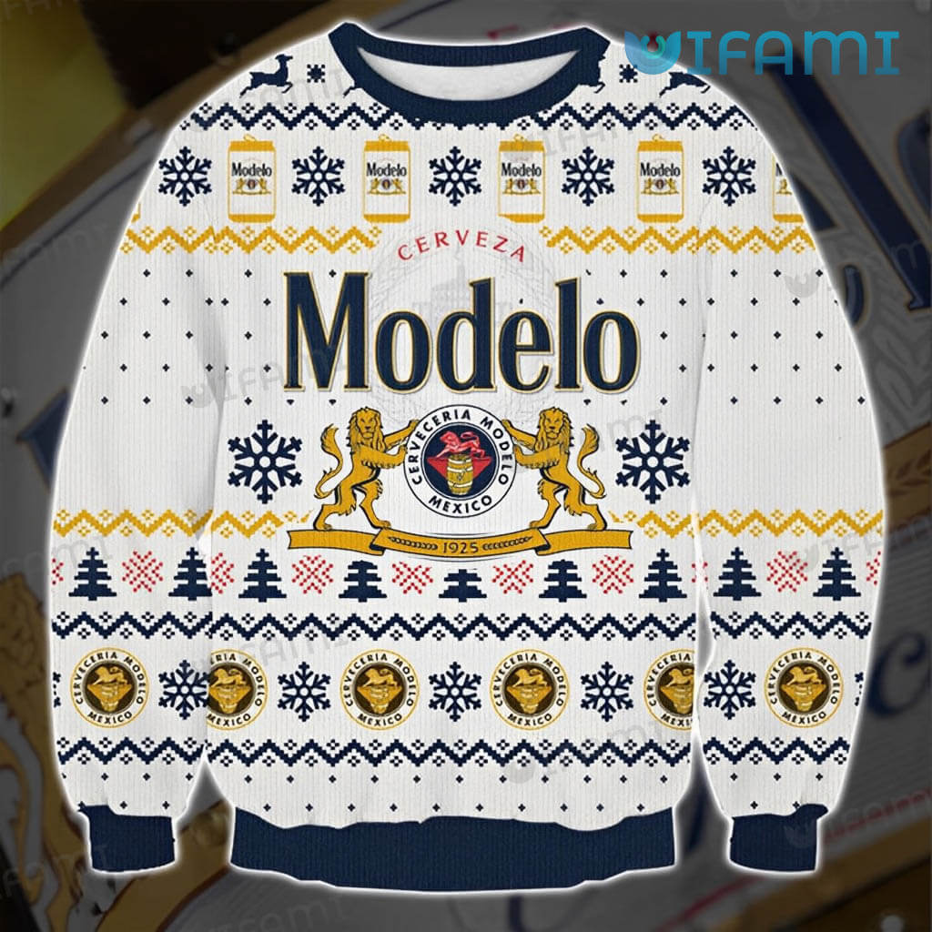 Classic Modelo Ugly Snowflakes Sweater Beer Lovers Gift