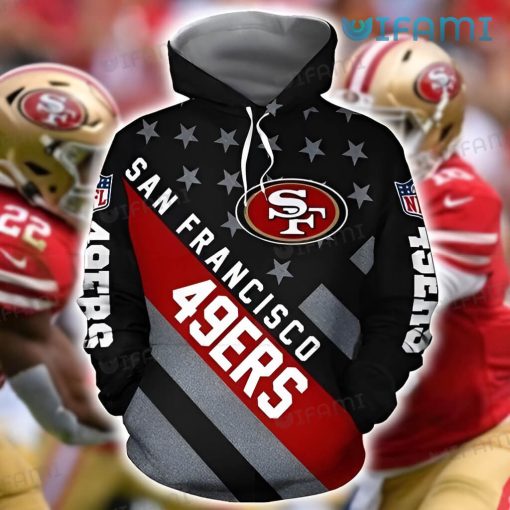 Niners Hoodie 3D USA Flag San Francisco 49ers Gift