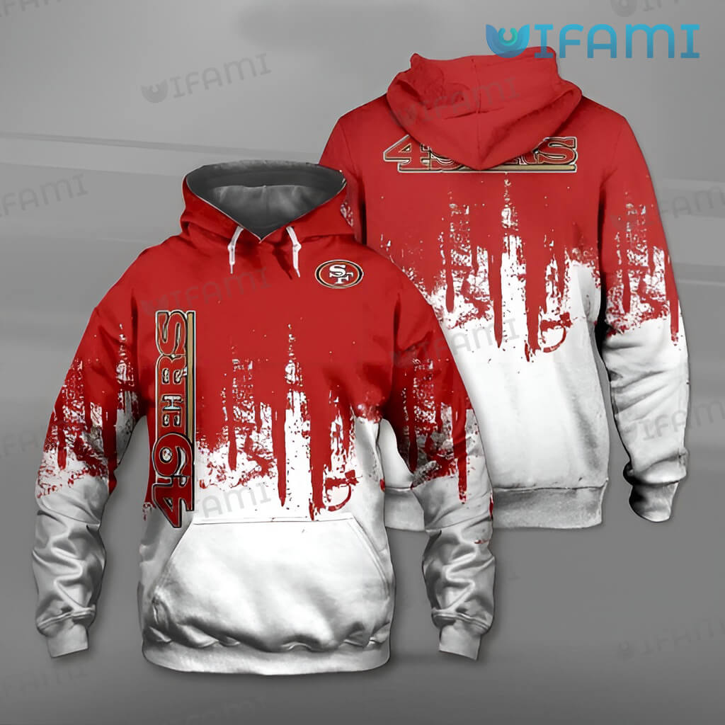Vintage Niners 3D White And Red Hoodie San Francisco 49ers Gift