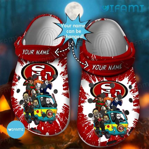 Personalized 49ers Crocs Horror Characters In Scooby Doo Van San Francisco 49ers Gift
