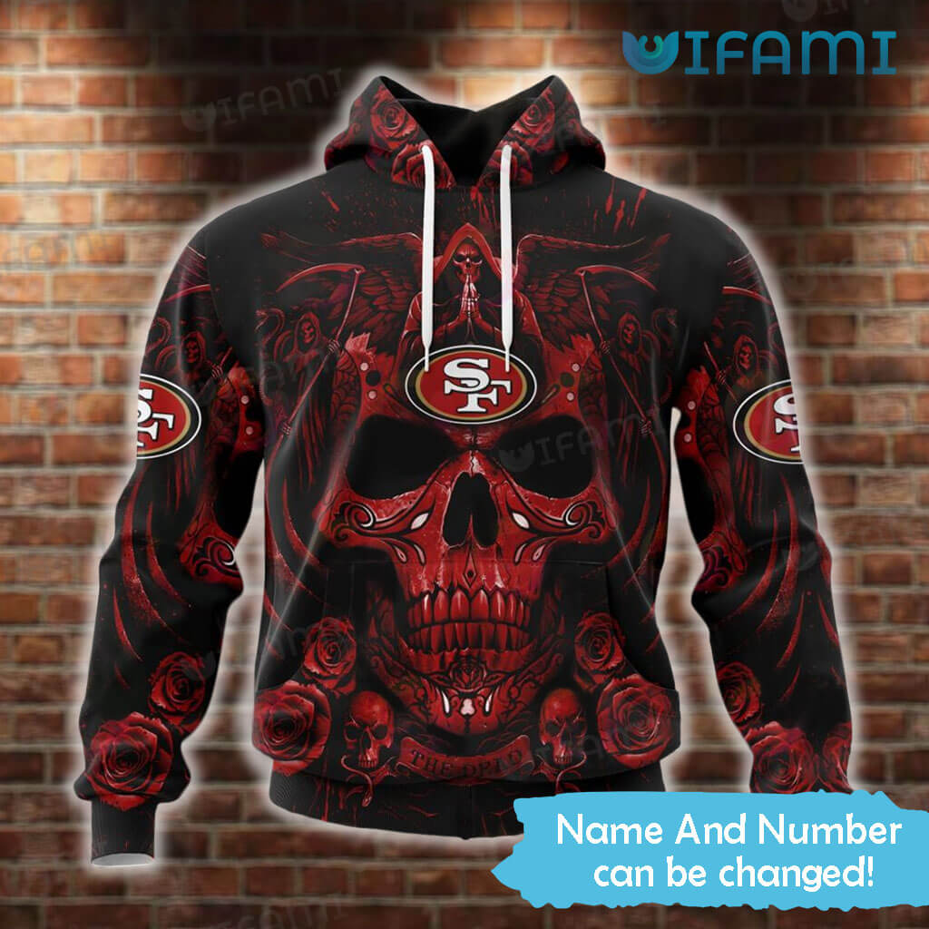 Perfect Personalized 49ers Skull  3D Roses Death Hoodie San Francisco 49ers Gift