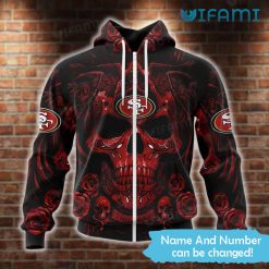 Personalized 49ers Skull Hoodie 3D Roses Death San Francisco 49ers Present Zipper