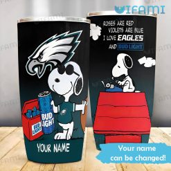 Philadelphia Eagles Bud Light Tumbler Snoopy Custom Name Gift For Beer Lovers