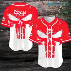 Coors Light Baseball Jersey Red Punisher Skull Beer Lovers Gift