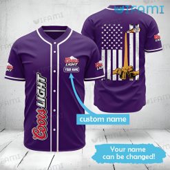 Purple Coors Baseball Jersey USA Flag Custom Name Beer Lovers Gift