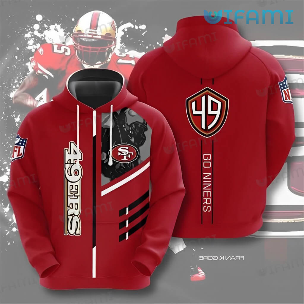 Red 49ers 3D Go Niners Hoodie San Francisco 49ers Gift