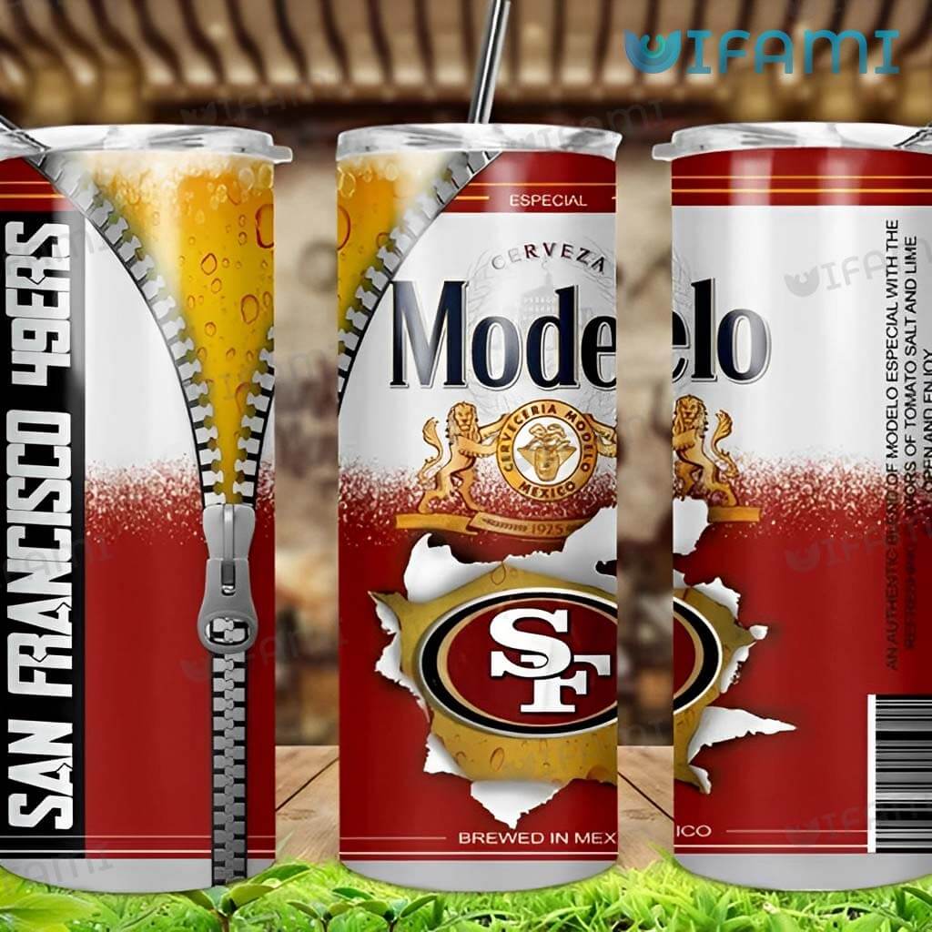 Red 49ers Tumbler Modelo Beer Zipper San Francisco 49ers Gift -  Personalized Gifts: Family, Sports, Occasions, Trending