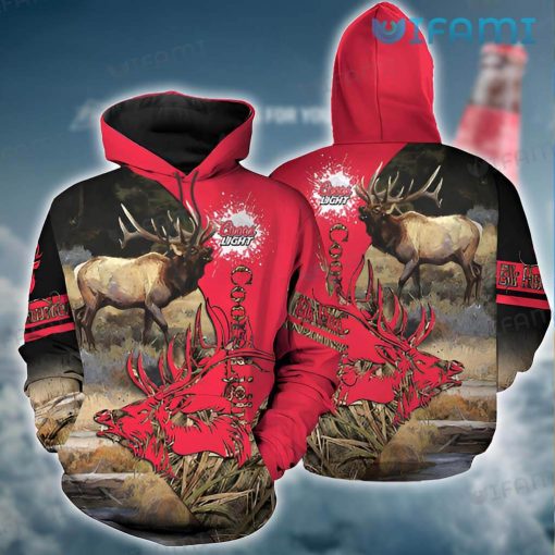 Red Elk Hunter Budweiser Hoodie 3D Beer Lovers Gift