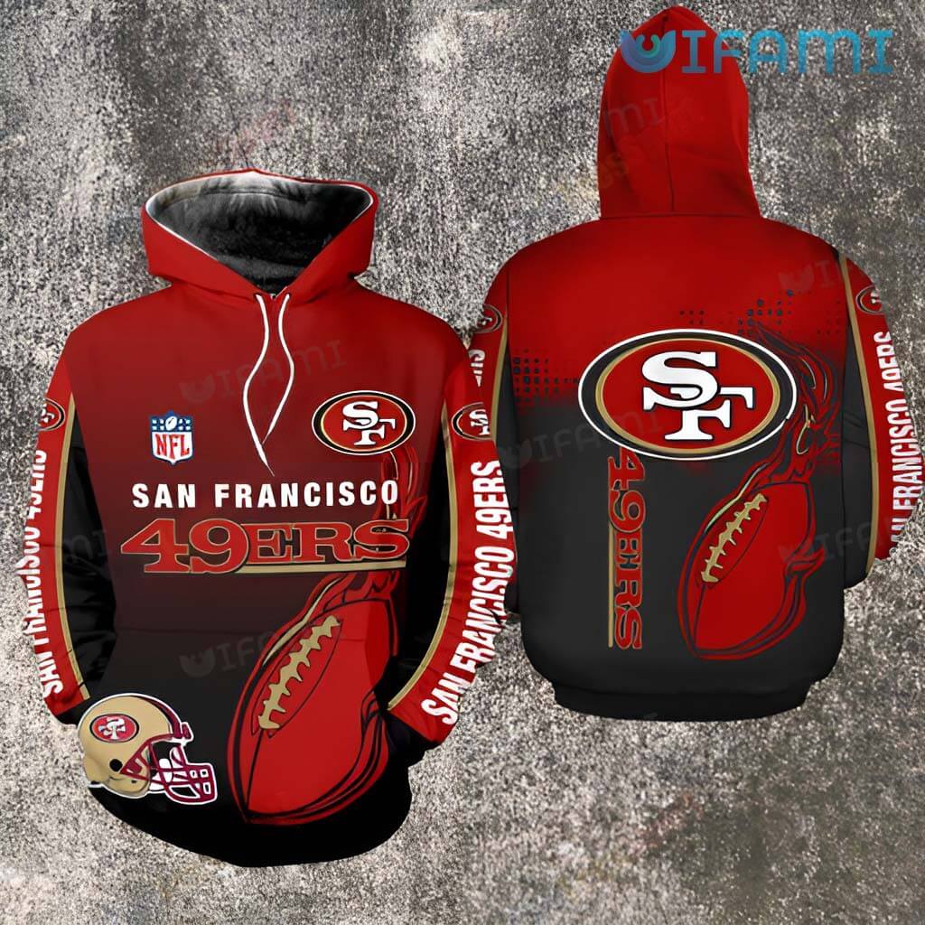 Unique San Francisco 49ers Hoodie 3D Fire Football 49ers Gift