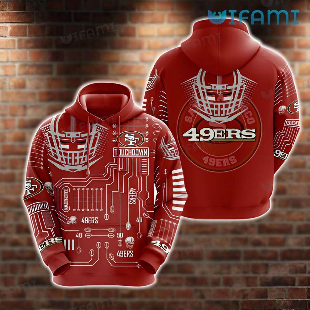 Red San Francisco 49ers 3D Football Field Hoodie 49ers Gift