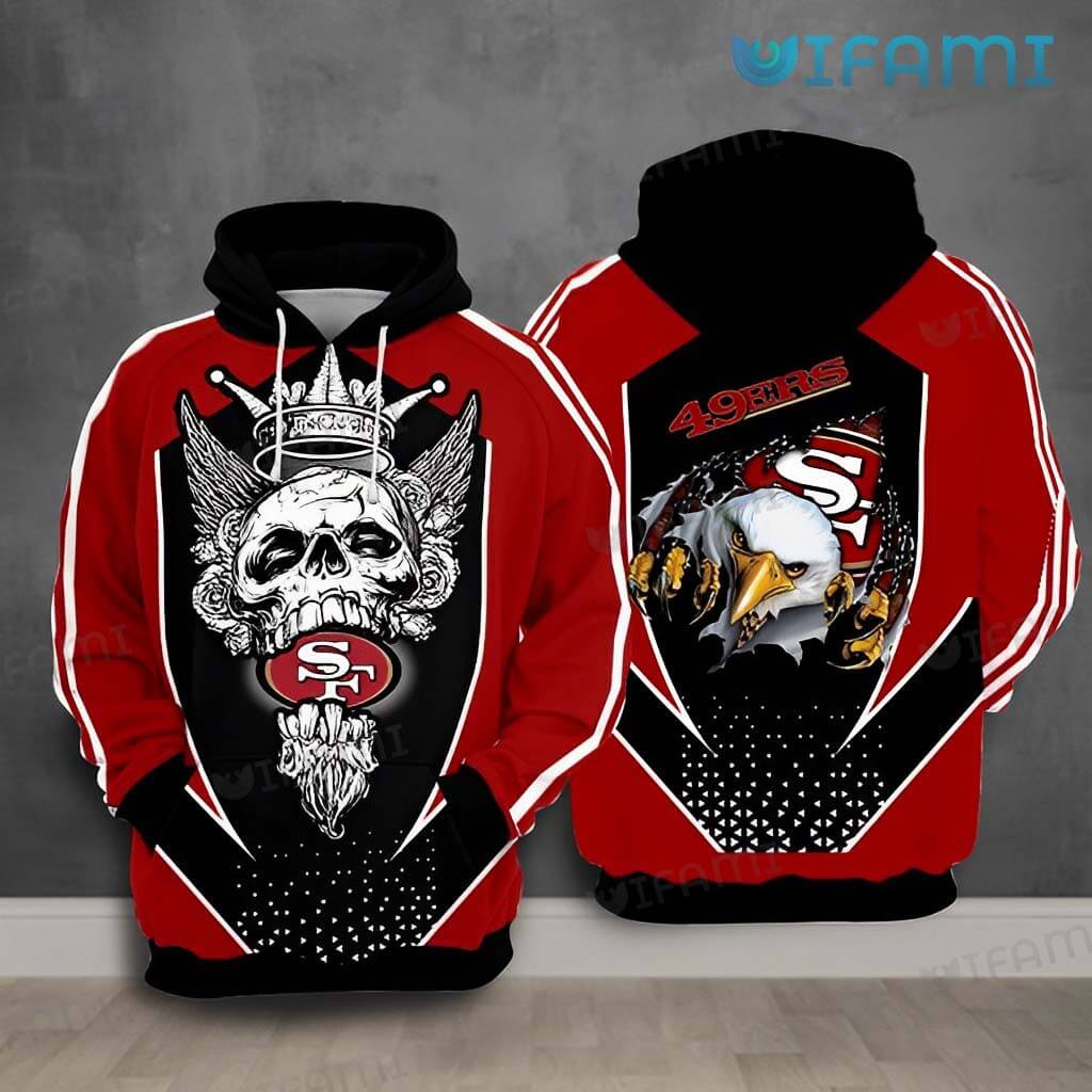Special San Francisco 49ers  3D King Skull Eagle Hoodie 49ers Gift