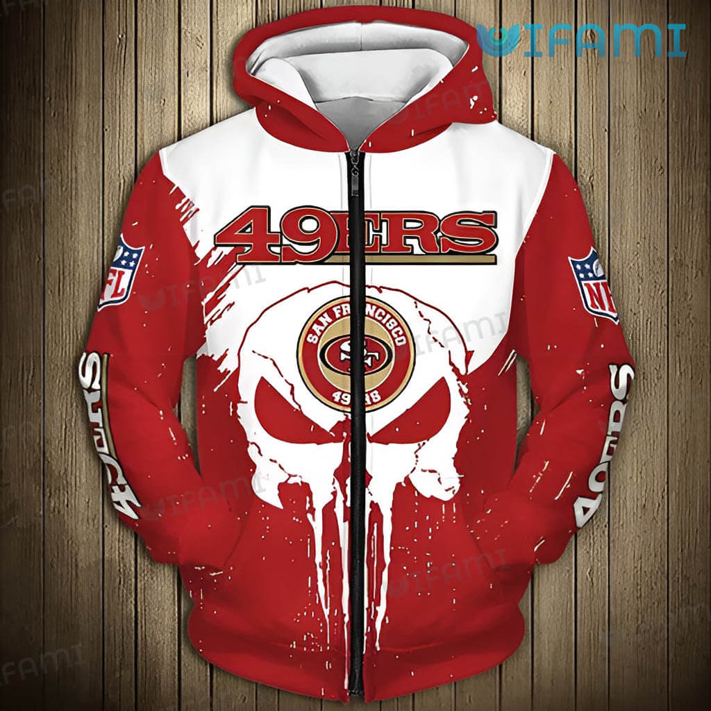 Cozy San Francisco 49ers  3D Punisher Skull Hoodie 49ers Gift