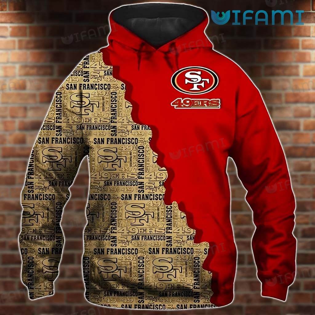  Vintage San Francisco 49ers 3D Text Pattern Hoodie 49ers Gift