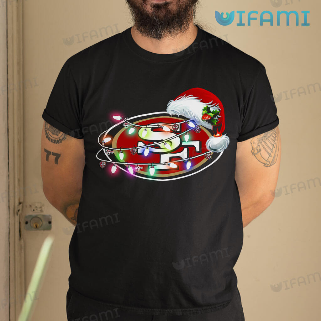 Special San Francisco 49ers Santa Hat Xmas Lights Shirt 49ers Gift