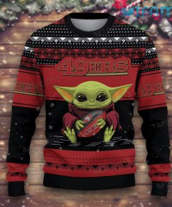 San Francisco 49ers Ugly Christmas Sweater Yoda Baby 49ers Present Front