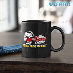 Snoopy Coors Light Mug Never Broke My Heart Beer Lovers Gift Black Mug