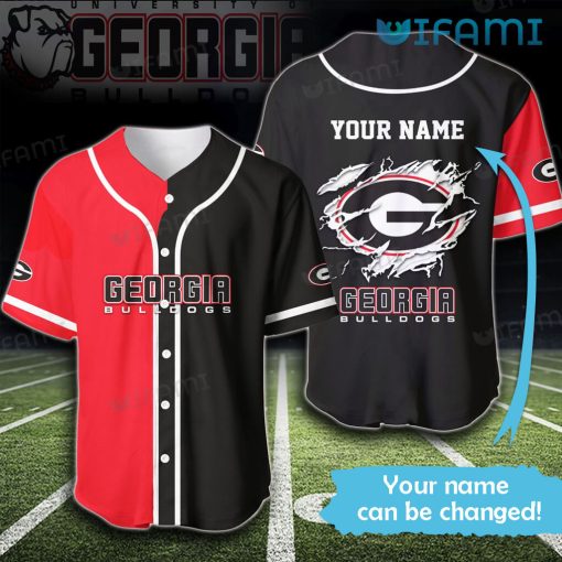 UGA Baseball Jersey Red And Black Custom Name Georgia Bulldogs Gift