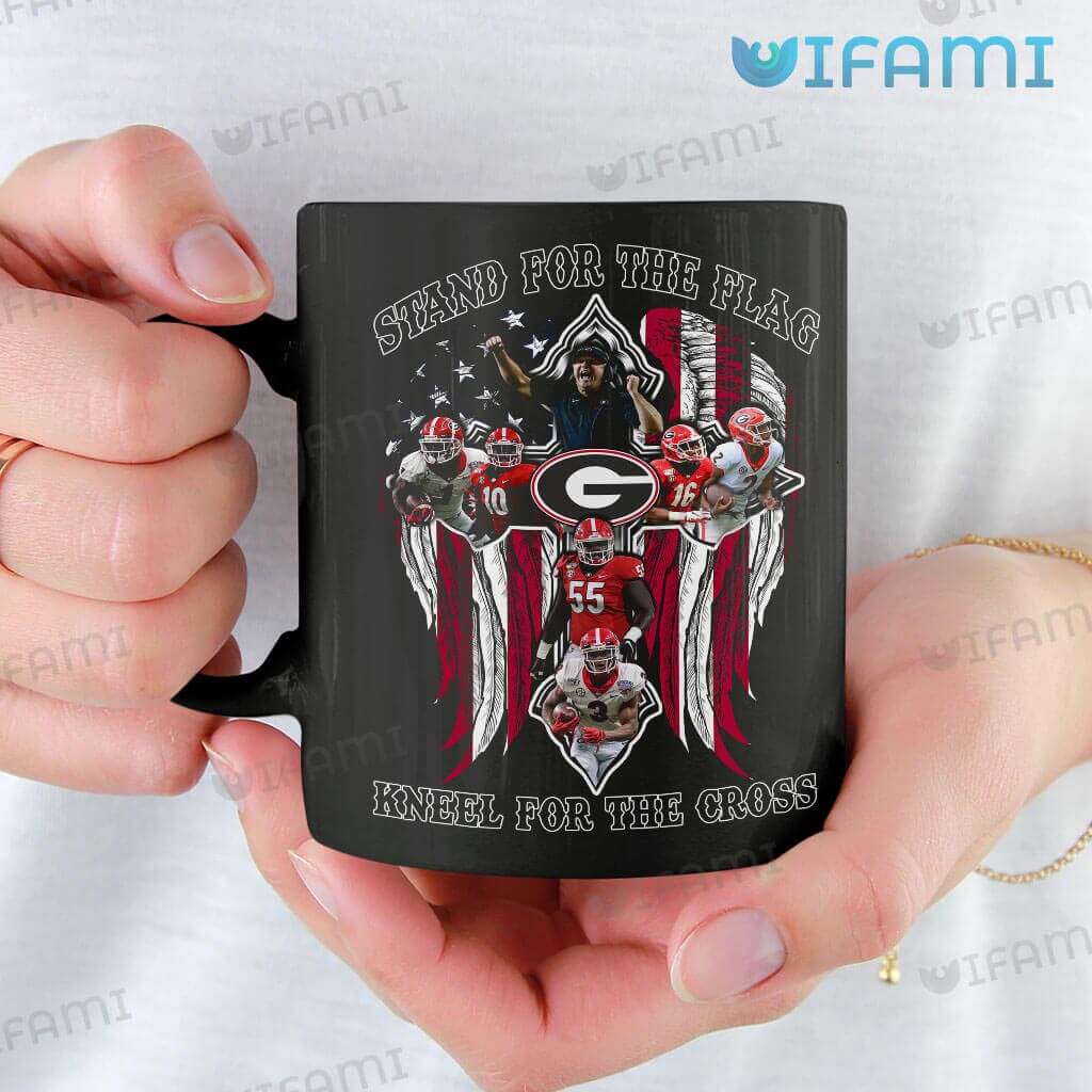 Unique UGA Stand For The Flag Kneel For The Cross Coffee Mug Georgia Bulldogs Gift