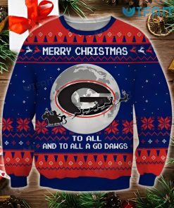 UGA Ugly Christmas Sweater Navy To All A Go Dawgs Georgia Bulldogs Gift
