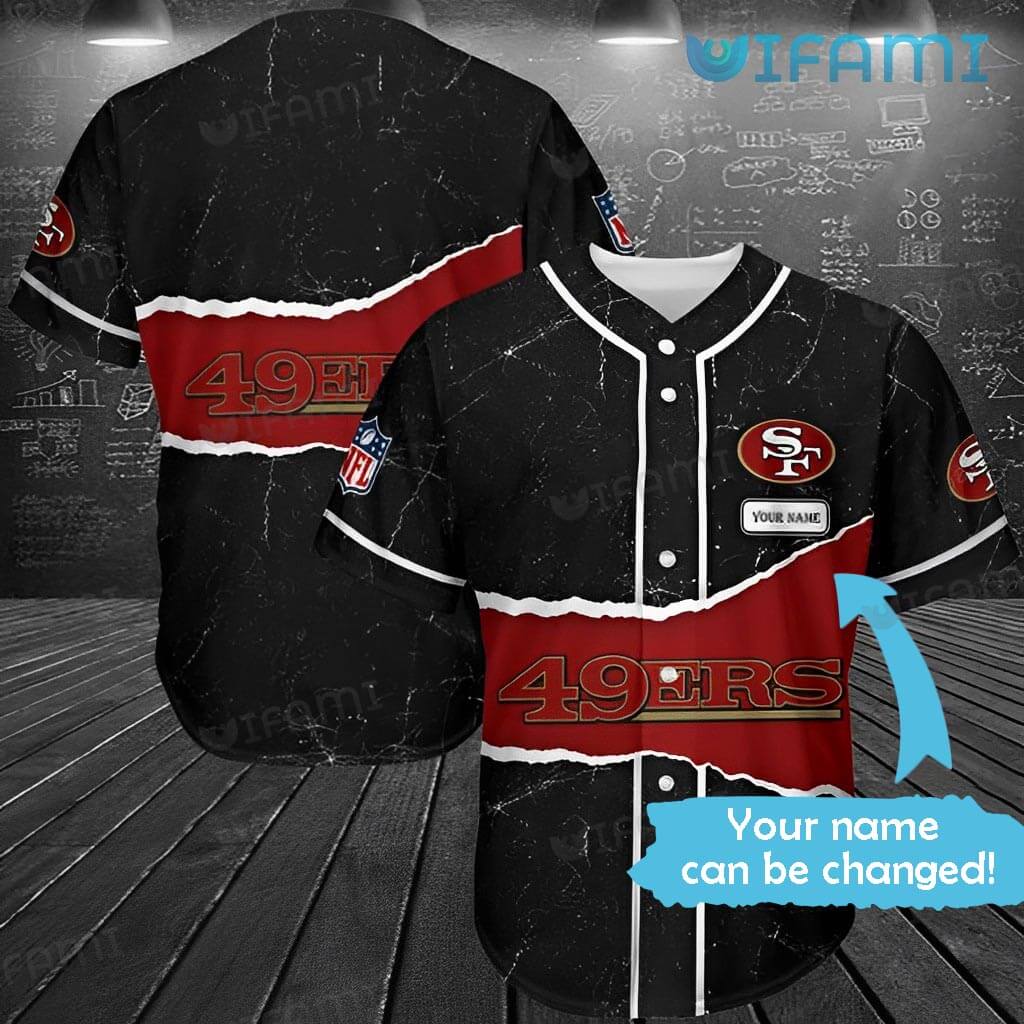 Black Custom Name 49ers Baseball Style Jersey San Francisco 49ers Gift