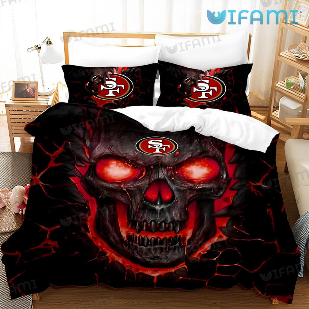Scary 49ers Fire Skull Bedding SetSan Francisco 49ers Gift