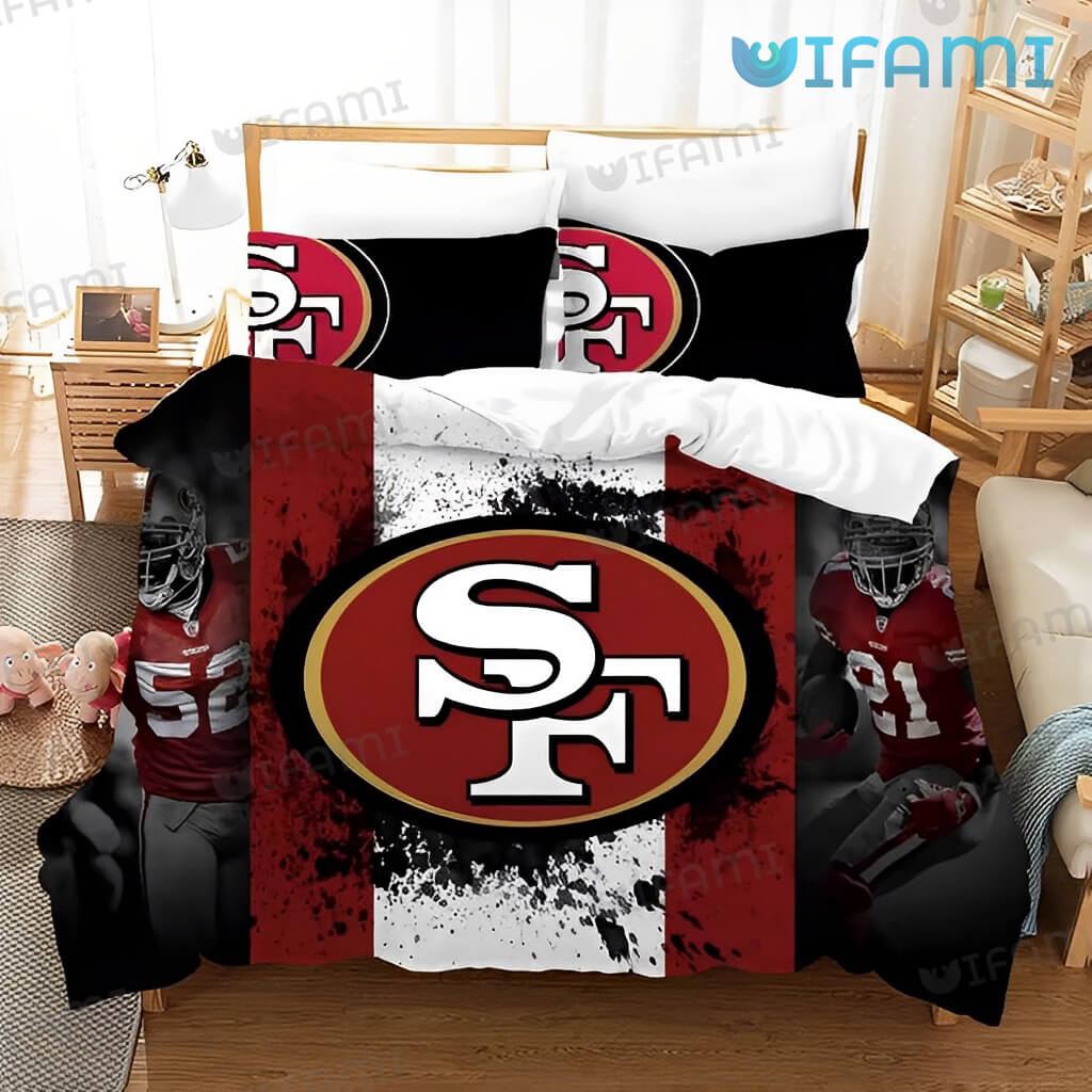 Original 49ers Logo And Players Bedding Set San Francisco 49ers Gift