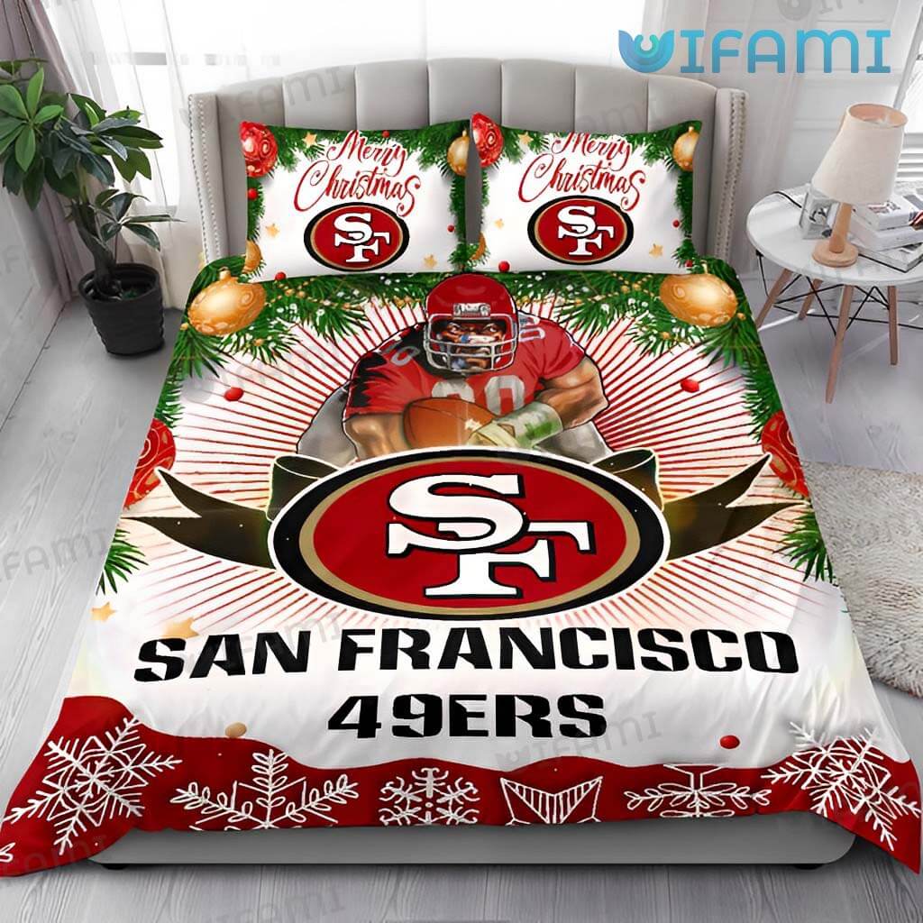 Funny 49ers Merry Christmas Logo Bedding Set San Francisco 49ers Gift