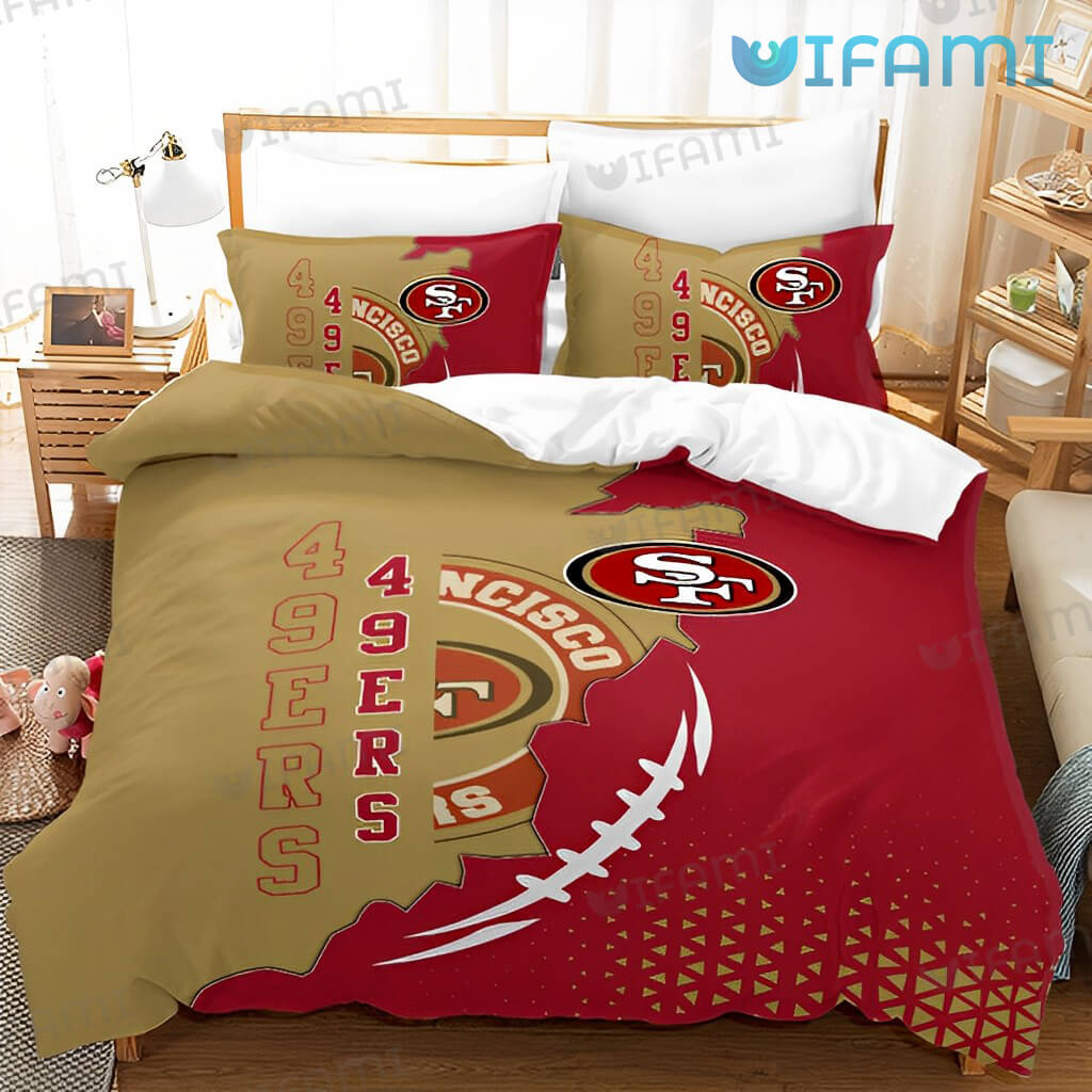 Adorable 49ers Red And Brown Bedding Set San Francisco 49ers Gift