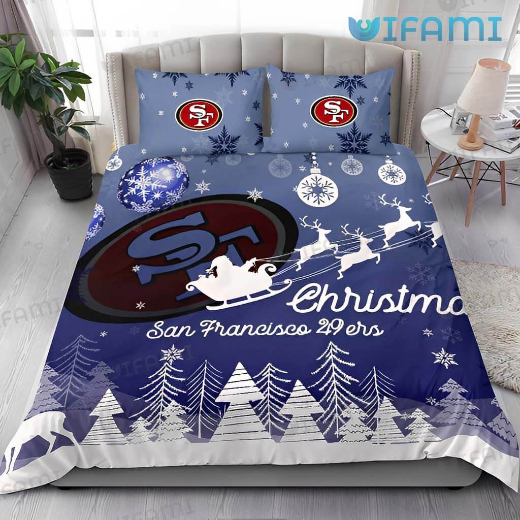 Cool 49ers Santa Reindeer Bedding Set San Francisco 49ers Gift