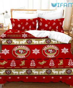 49ers Bedding Set Snowflakes Reindeer San Francisco 49ers Gift