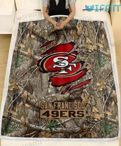 49ers Blanket Logo Scratches Dry Tree Camouflage San Francisco 49ers Niners Gift
