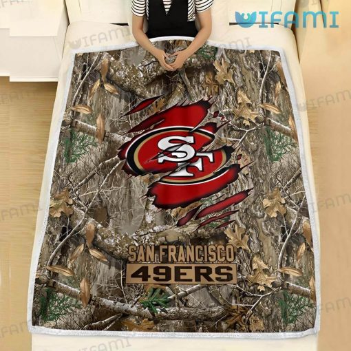 49ers Blanket Logo Scratches Dry Tree Camouflage San Francisco 49ers Gift
