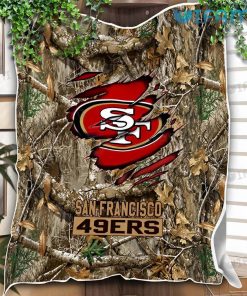 49ers Blanket Logo Scratches Dry Tree Camouflage San Francisco 49ers Niners Gift For Fan