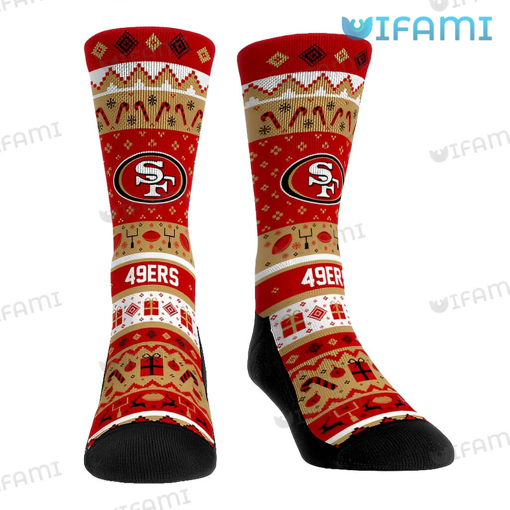 Classic 49ers Christmas Xmas Pattern Socks  San Francisco 49ers Gift