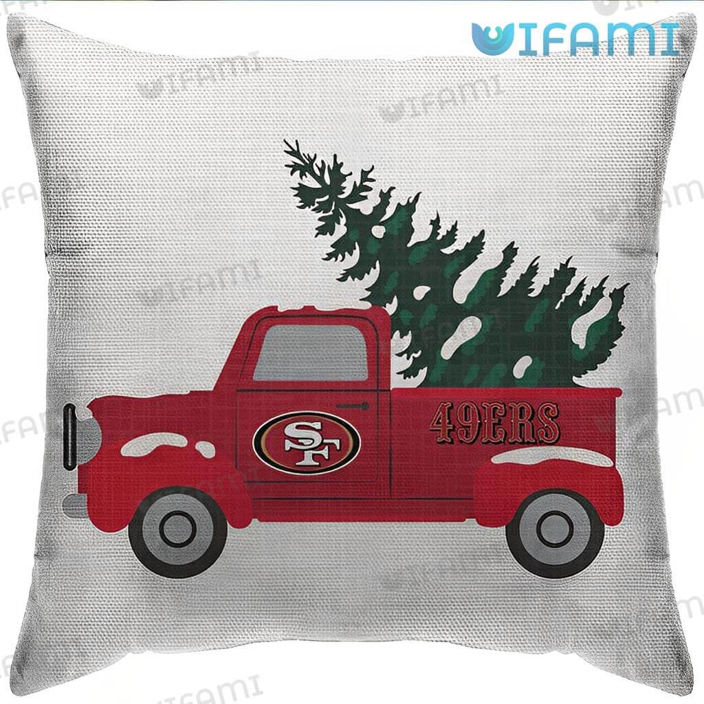 Cute 49ers Christmas Tree Truck Pillow San Francisco 49ers Gift