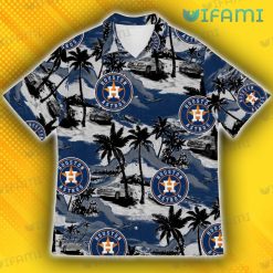 Astros Hawaiian Shirt Car Volcano Coconut Tree Houston Astros Present Front