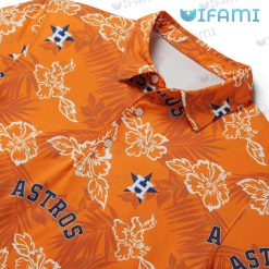 Astros Hawaiian Shirt Orange Background Palm Leaf Hibiscus Flower Houston Astros Present