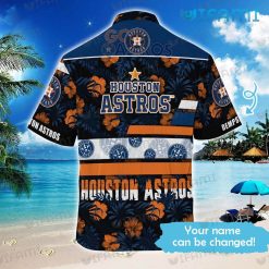 Astros Hawaiian Shirt Tropical Plants Big Logo Houston Astros Present Back