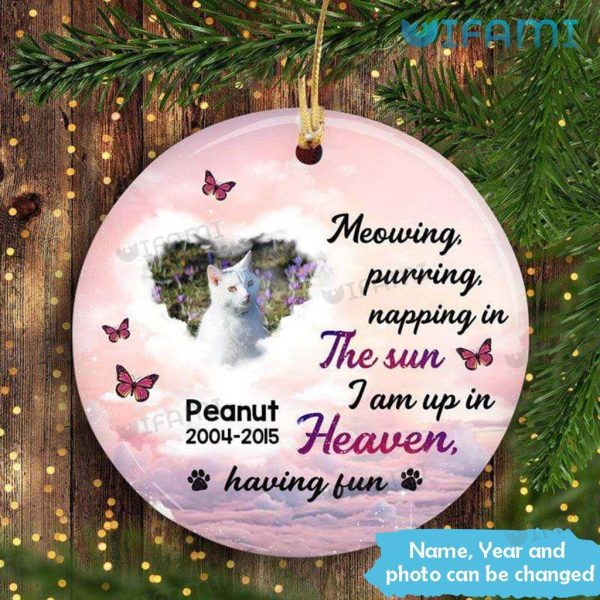 Cat Memorial Ornament Meowin Purring Napping In The Sun Personalized Cat Loss Gift