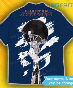 Custom Astros Hawaiian Shirt Football Helmet Houston Astros Present Back