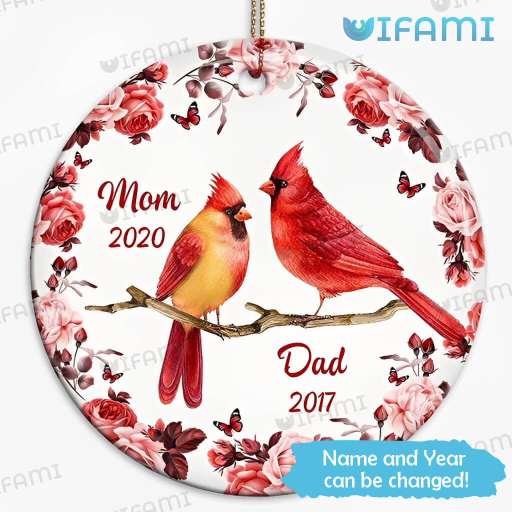 Custom Cardinals Mom And Dad Memorial Ornament In Sympathy Gift